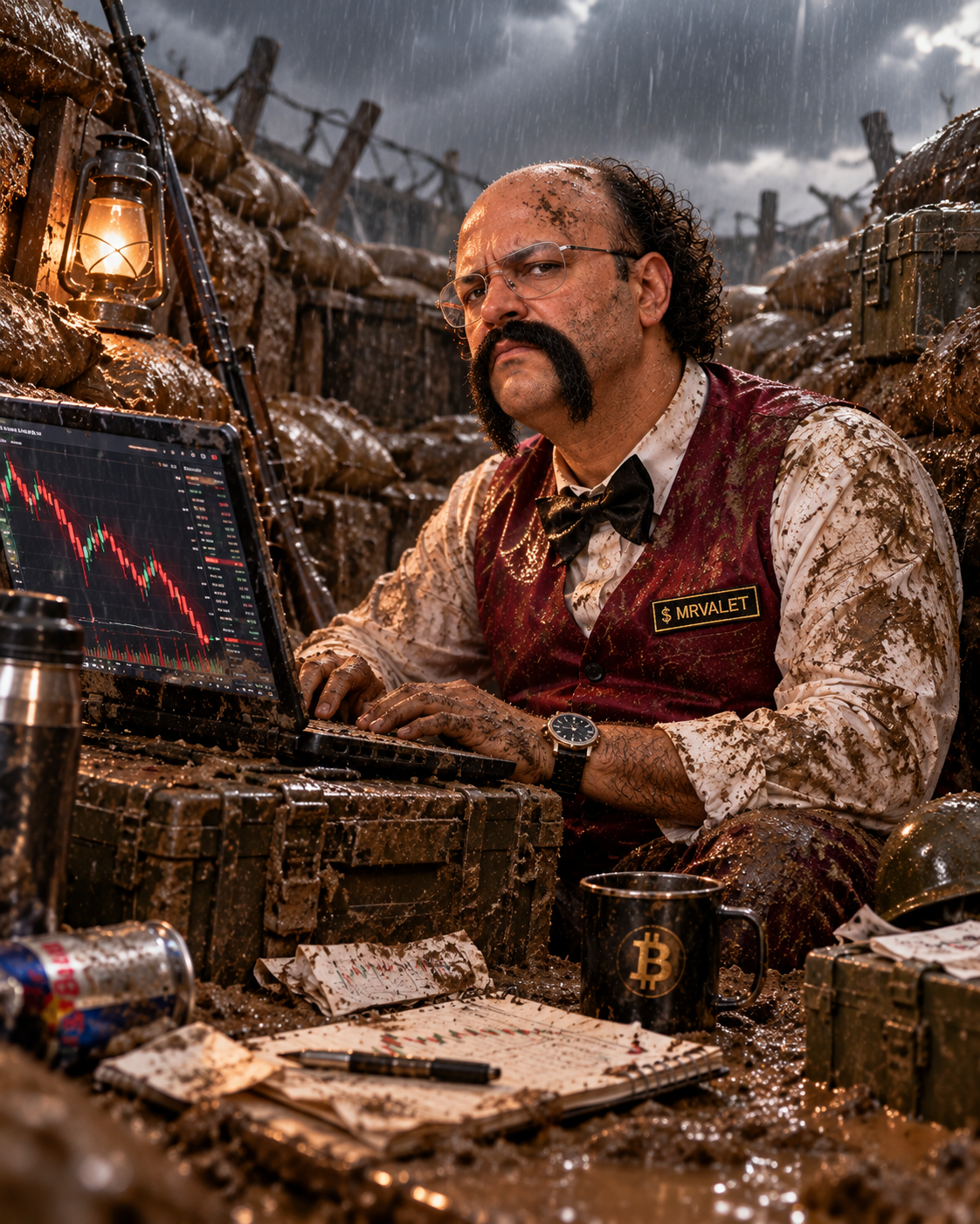 MR VALET trading from a muddy war trench.